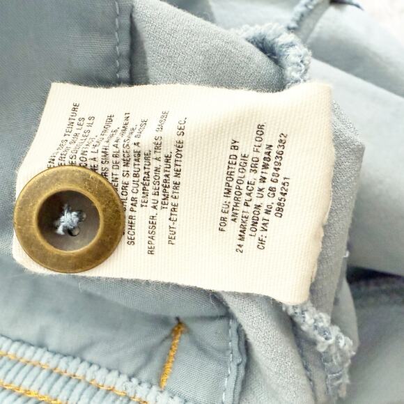 BY ANTHROPOLOGIE | Sky Blue Corduroy Button Front Skirt A-line Pockets | Size 6 - Picture 8 of 8